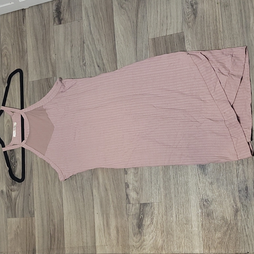 Pink striped spaghetti strap dress